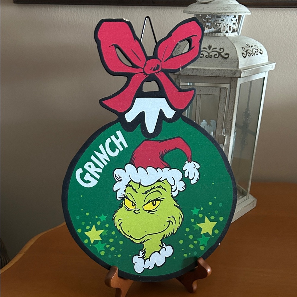 Grinch Holiday Ornament with Red and Green Design